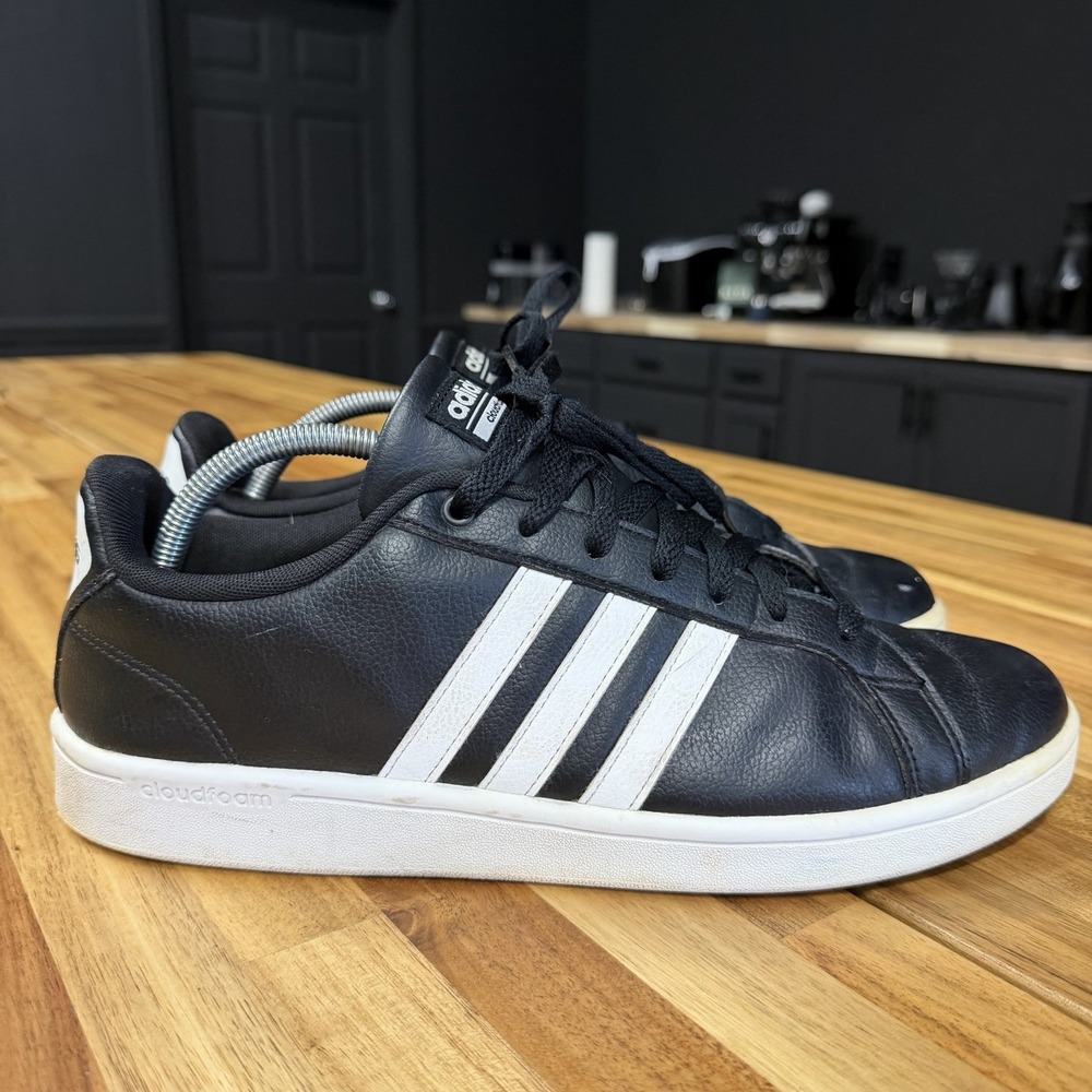 Adidas Cloudfoam Advantage Mens Size 11.5 Black Athletic Leather Shoes Sneakers